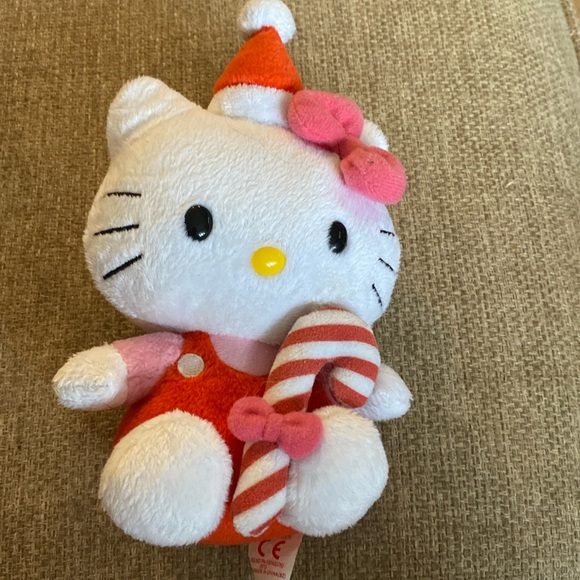 SANRIO HELLO KITTY TY beanie baby boo Christmas sacra hat candy cane overall - Picture 1 of 4